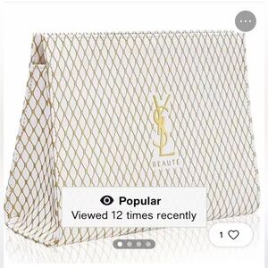 Yves Saint Laurent White and Gold Cosmetic Bag